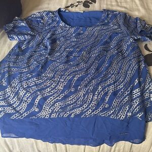 MICHAEL Michael Kors Blue and Silver Tunic Top